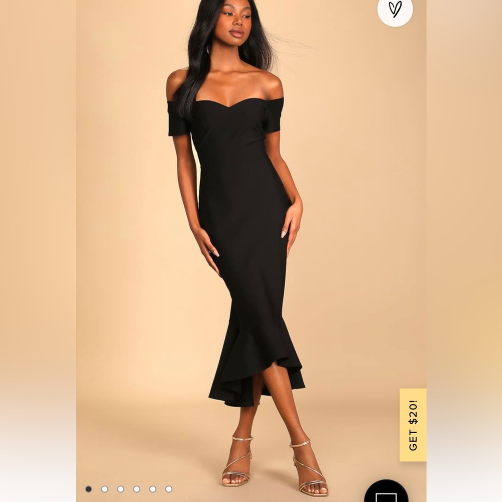 Lulus “How much I care black off the shoulder dress”